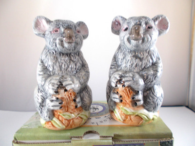 VTG 1992 World Wildlife Nature Series Koala Bear Salt & Pepper Set NIB