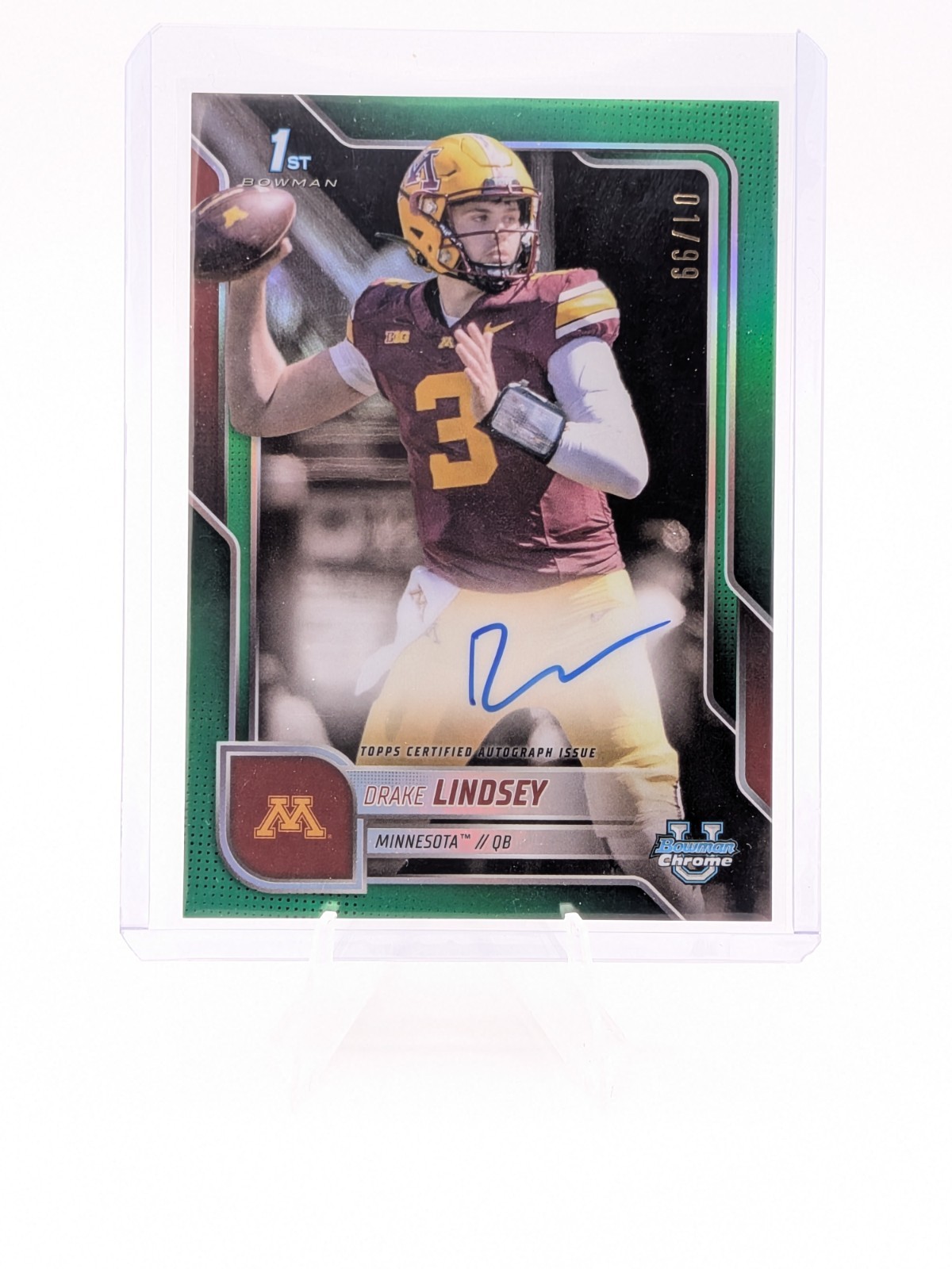 2025 Bowman Chrome U Drake Lindsey 1st Bowman Green Refractor On Card Auto /99