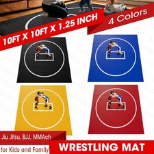 10x10 ft Wrestling Mat for Home, Foldable Martial Arts MMA Jitsu Mat, Easy Clean