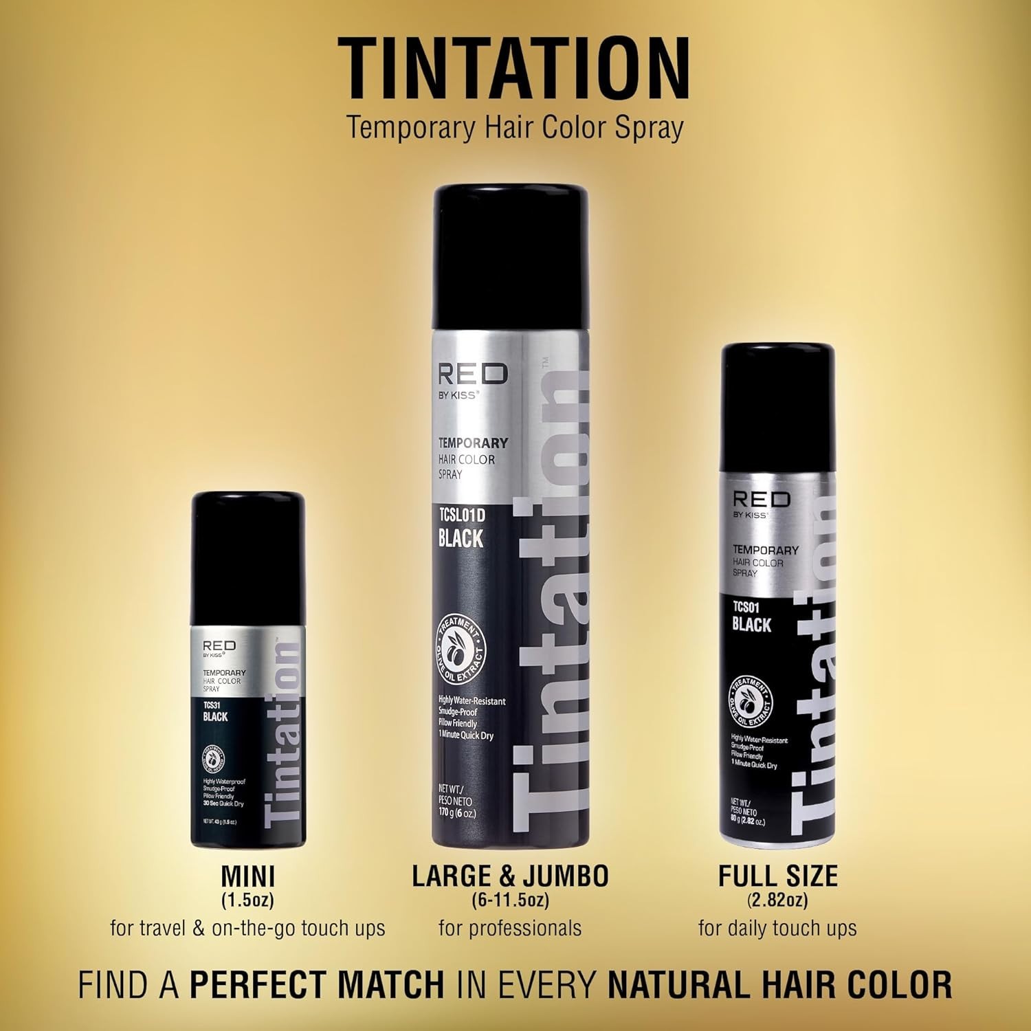 BL Kiss Tintation Temporary Color Spray Black 2.82oz---1 or 2 PACK