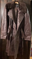 WWII Avirex 🇺🇸 Navy Aircraft Transport M-69 Brown Leather Coat Fur Collar XL