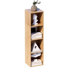 4 Cube Storage Organizer 4 Tier Low Bookcase Freestanding Display Four-Cubes