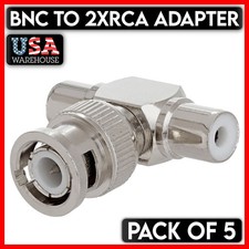 Dual RCA Female to BNC Male Adapter Coax Connector Splitter Converter 5 Pack