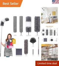 Microfiber Duster for Cleaning Fan Blinds Furniture Cars 9pcs Extendable Up t...