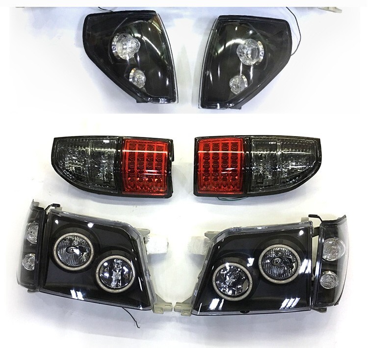6x Black LED For Toyota Prado LC90 1996-2002 Front Headlight
