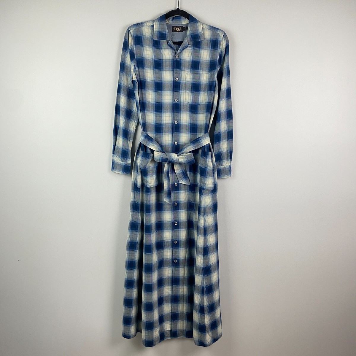 新着☆【RRL RalphLauren】Plaid Cotton-Linen Shirtdress Plaid Linen Shirtdress