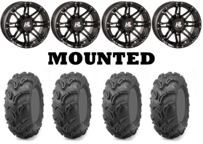 Kit 4 Maxxis Zilla Tires 27x9-12 on High Lifter HL3 Black Wheels 550