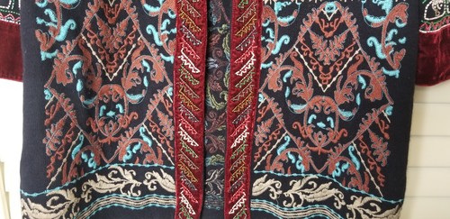 Soft Surroundings Lysa Sweater Coat XL Hooded Duster Embroid Velvet Sequins MINT - Bild 15 von 22