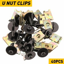 40x Metal Car Screw Body Fender Bumper Retainer U Nut Clips Gasket Fastener Kit