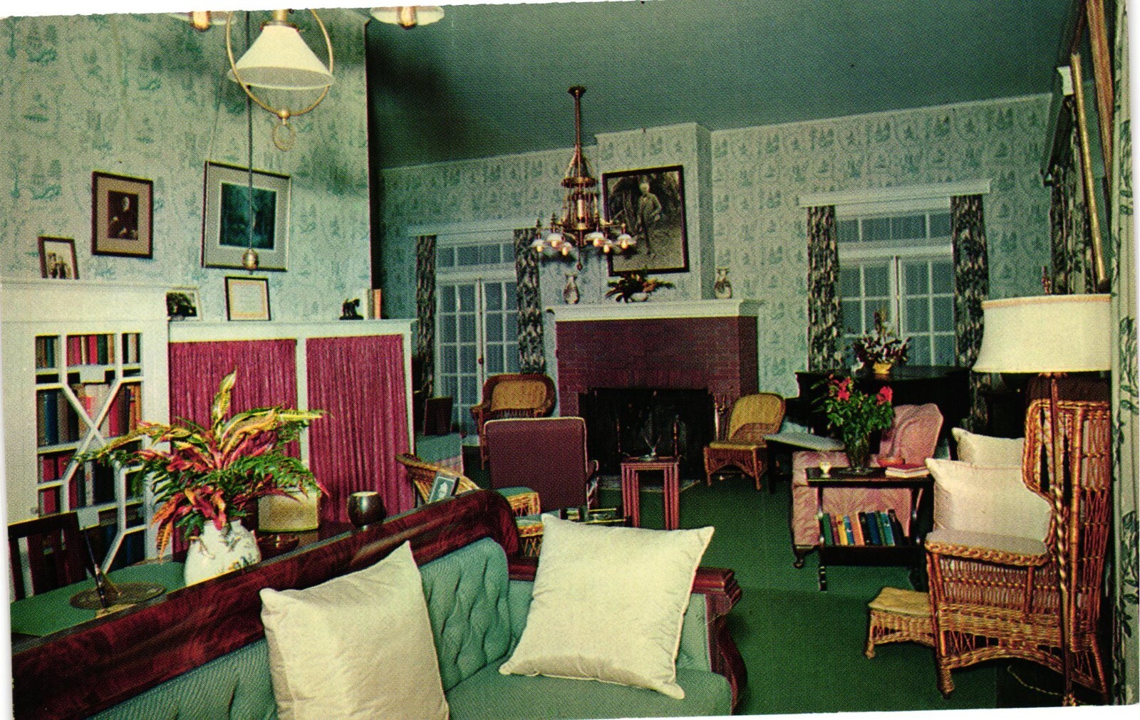 Vintage Postcard Drawing Room Of Edison's Home Fort Myers Florida Un