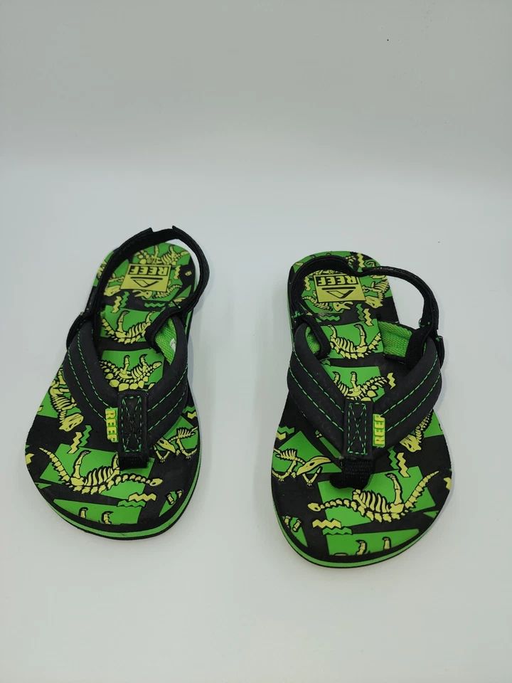 Sandalias chanclas Reef Kids talla 7/8 Little AHI que brillan en la oscuridad dinosaurio Foto 3 de 4