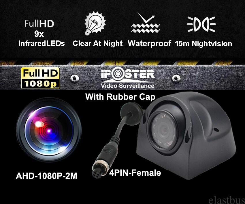 4PIN AHD 1080P Front Side View Camera IR 2M Lens 12-24v For Trailer Truck Van RV - Image 2 of 4