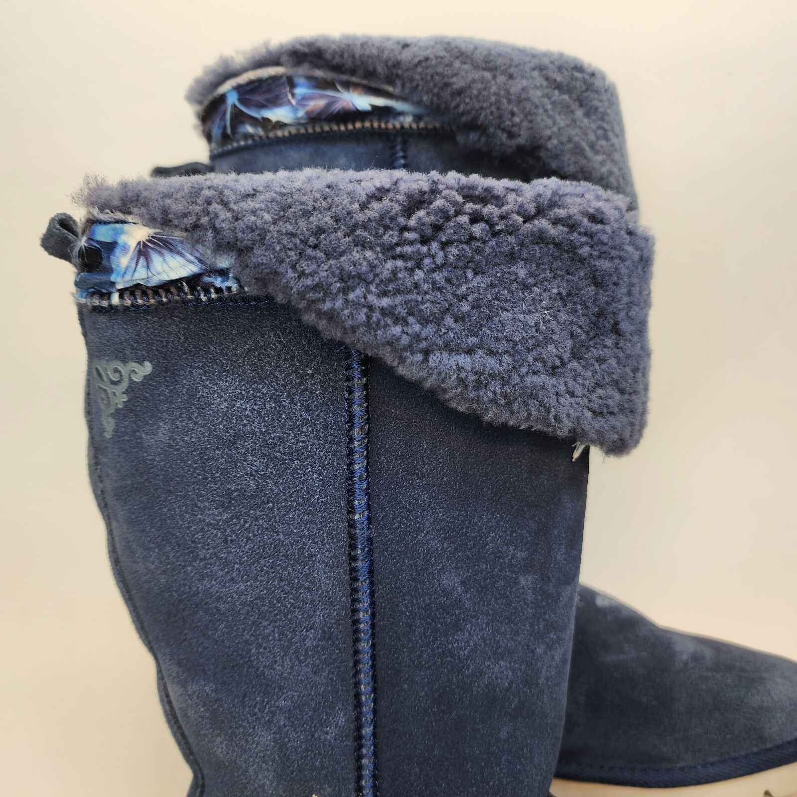 Superlamb Women's Size 7 Suede Mongolian Winter Boots Blue