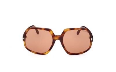 Tom Ford Delphine-02 TF992 52E Havana Square Plastic  display picture 2