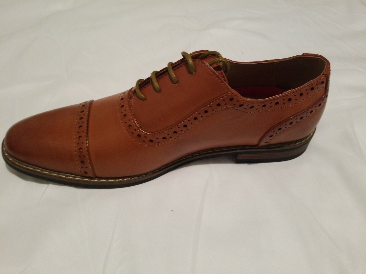 Parrazo Mens Wingtips Oxfords Size 9 Brown Plaid Dress Distressed Dapper Parrazo Mens Dress Shoes Wingtip Oxford Leather Lined Lace  main image 4