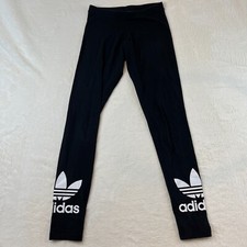 Adidas Womens Legging Extra Small Black Logo Spell out Work out Gym Casual
