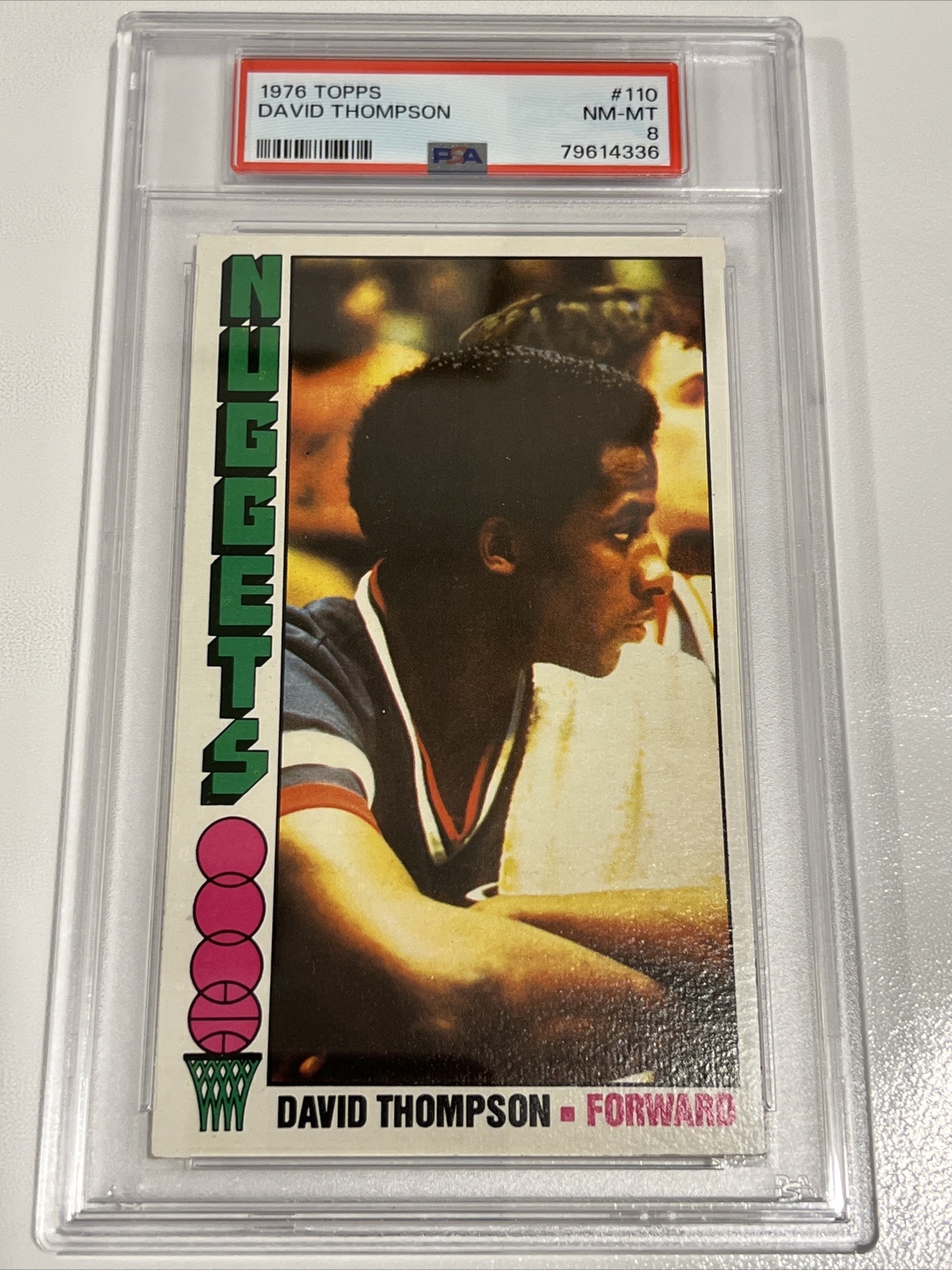 1976 TOPPS #110 DAVID THOMPSON RC HOF DENVER NUGGETS PSA 8 NM-MT