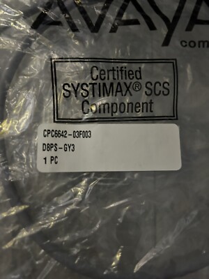 CPC6642-03F003 SYSTIMAX Stranded Cordage Modular Patch Cord, Dark Gray Jack 3 FT