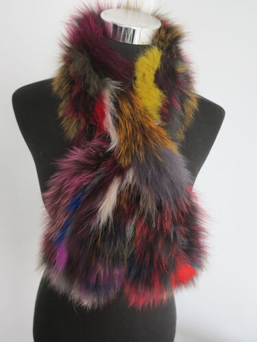 100% Real fox fur scarf / multicolor fur neck wrap / fur cape/shawl  100*15cm - Picture 1 of 3