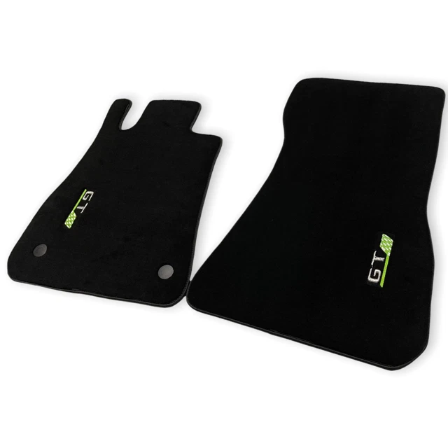 Alfombrillas para Mercedes Benz AMG GT 2015-2022 negro y verde logotipo marca AutoWin Foto 2 de 4