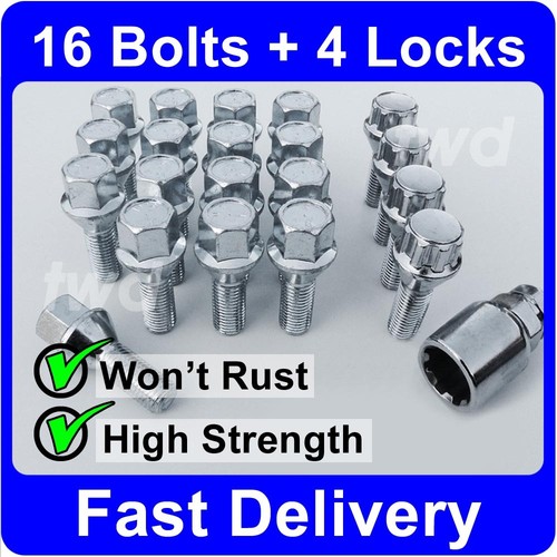 20 x ALLOY WHEEL BOLTS + LOCKS FOR BMW 3SERIES E30 E36 E46 E90 LUG