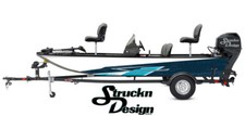 Retro Dark Blue Cyan Tech Style Vinyl Graphic Decal Kit Fish Boat Wrap USA