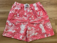 VTG 80  s 90  s Surfin Summer Print Shorts L Pink Tropical Surf Beach Swim Japan