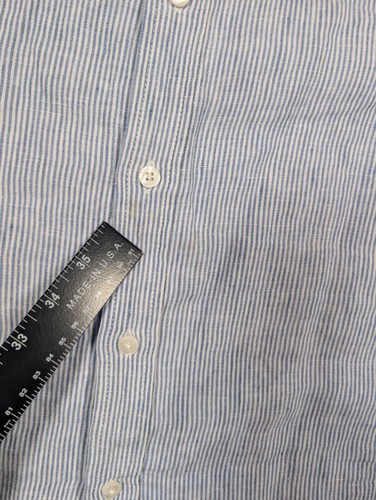 LL Bean Shirt Mens Large Blue 100% Linen Slightly Fitted Lightweight (stained) - Imagen 4 de 10