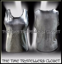 RARE KATE MOSS TOPSHOP LTD EDITION FLUID SILVER GREY METALLIC VEST TOP UK 10 38