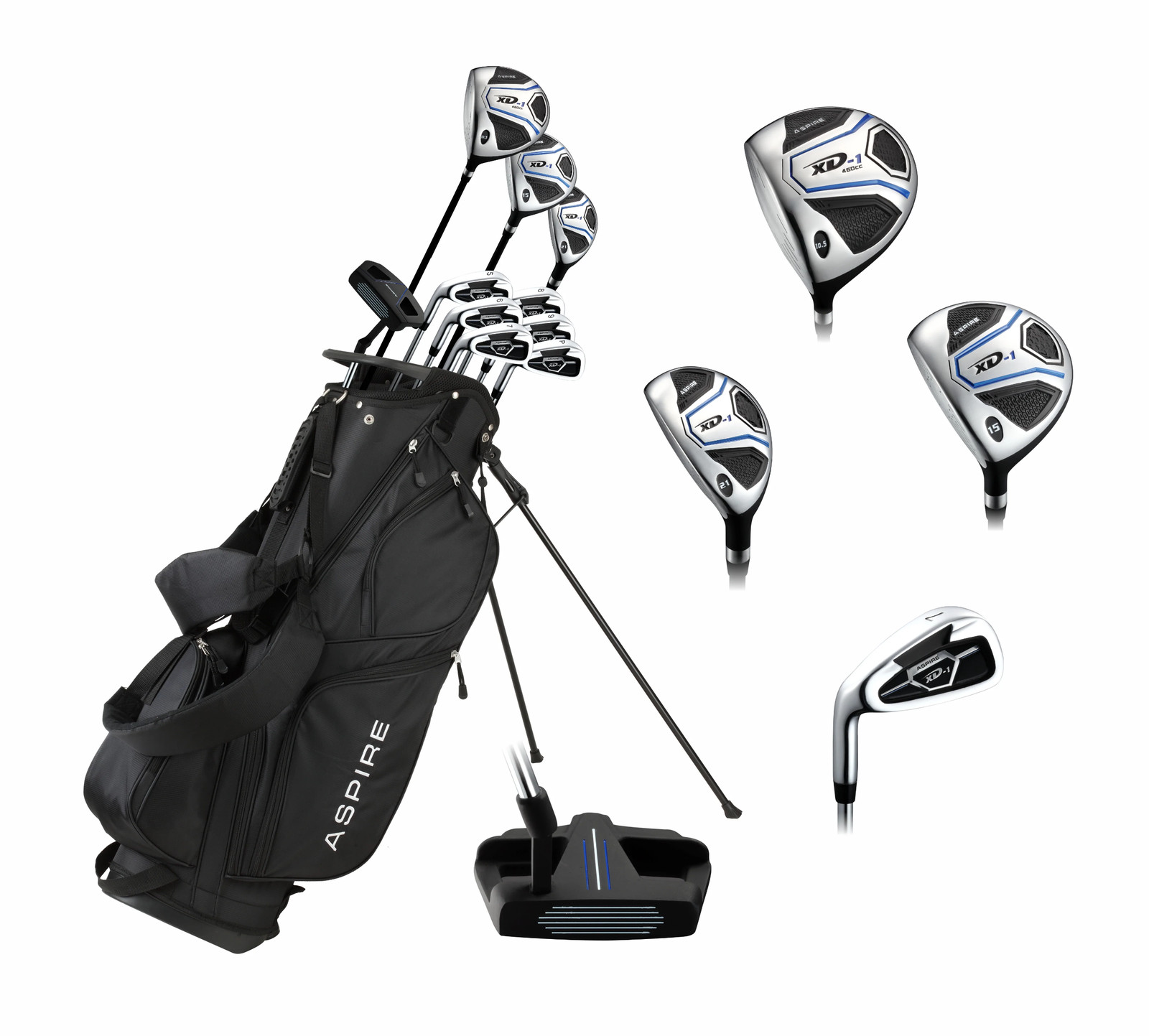 Aspire XD1 Mens Complete Golf Clubs Package Set - Right & Left Handed - 2 Sizes!