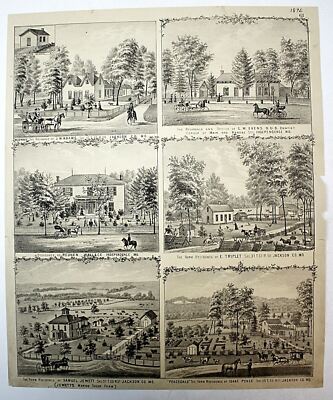 c1870s Jackson County Missouri Farms/Residences Print Page County History Litho