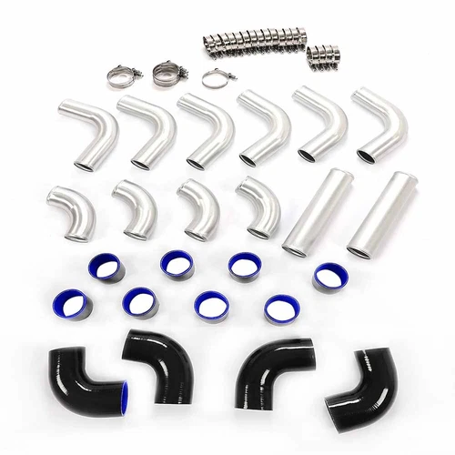 3" INCH 76mm UNIVERSAL ALUMINUM INTERCOOLER TURBO PIPE PIPING KIT BLACK HOSE - Picture 3 of 14