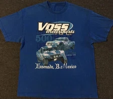 Vtg Voss Motorsports Faded Off Road Racing AOP Shirt XL Car Grunge NASCAR Y2K 90