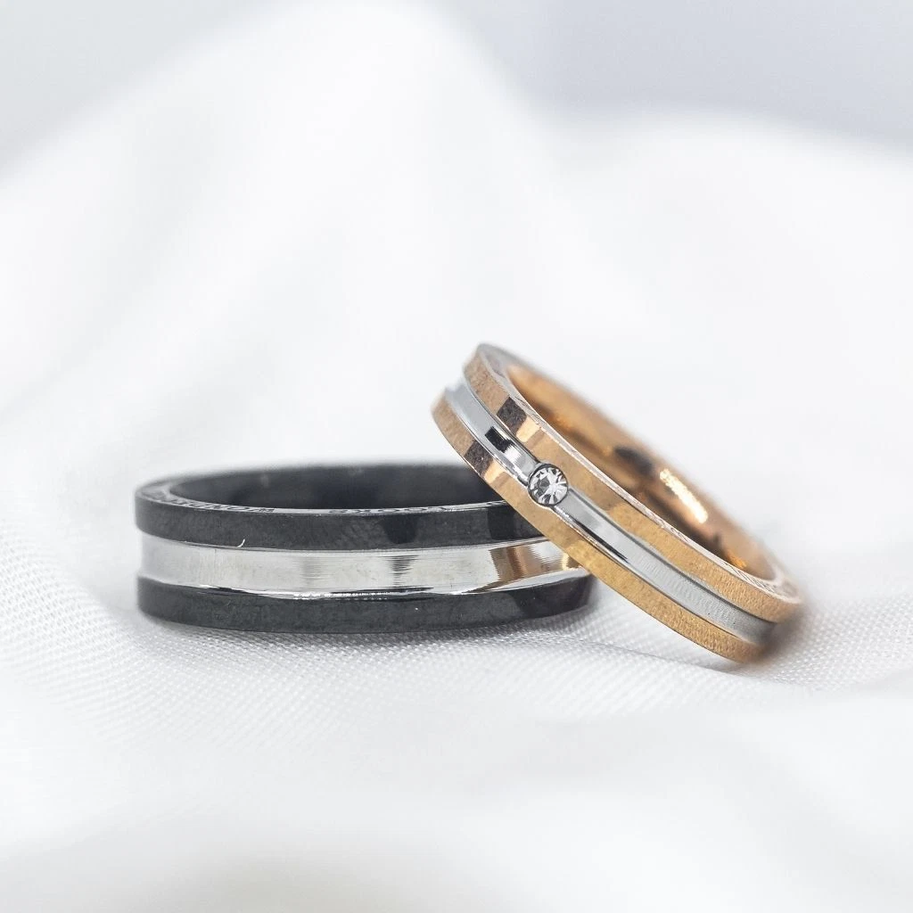 Stainless steel promise rings for best sale couples
