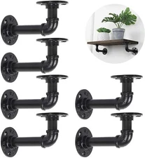 6 Industrial Wall Mount Iron Pipe Shelf Holder Bracket for Wood Floating Shelves