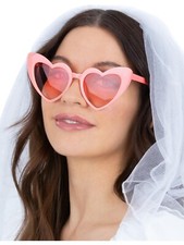 Ladies Pink Love Heart Shape Sunglasses Specs Fancy Dress Hen Party Accessory