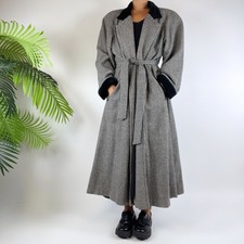 Vintage 90s Grunge Classy Streetwear Winter Full Houndstooth Dress Wool Coat /12