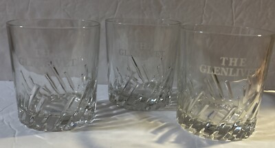 VTG  The Glenlivet  Scotch Whiskey Logo Rocks Glass Set of 3 Vonpoc France