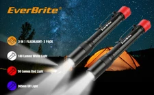 EverBrite Red Light Penlight Flashlight with 395nm UV Blacklight/White Light