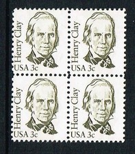 1846  Henry Clay   MNH 1983 Block of 4x.03    Great Americans  Statesman     ..2
