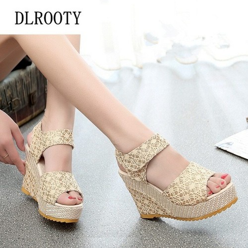 Sandalias De Mujer Zapatos De Gladiador De Plataforma Huecos De Encaje  Elegante | eBay