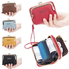 Women Cute Change Coin Purse Card Holder with Zipper Kiss Clasp Wristlet Handbag