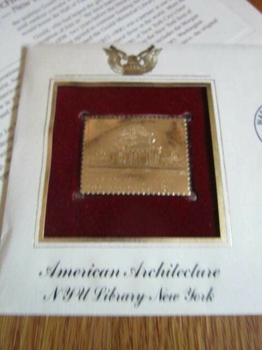 US Architecture NYU Library Stanford White US Stamp Gold Replica 1981 History - Bild 2 von 7