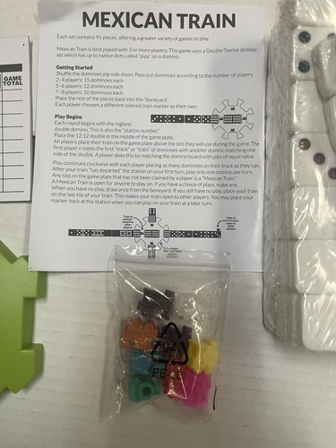 The Fundex Mexican Train Game Parts. Hub, Dominos, rule sheet, Hub, score sheets - Picture 3 of 5