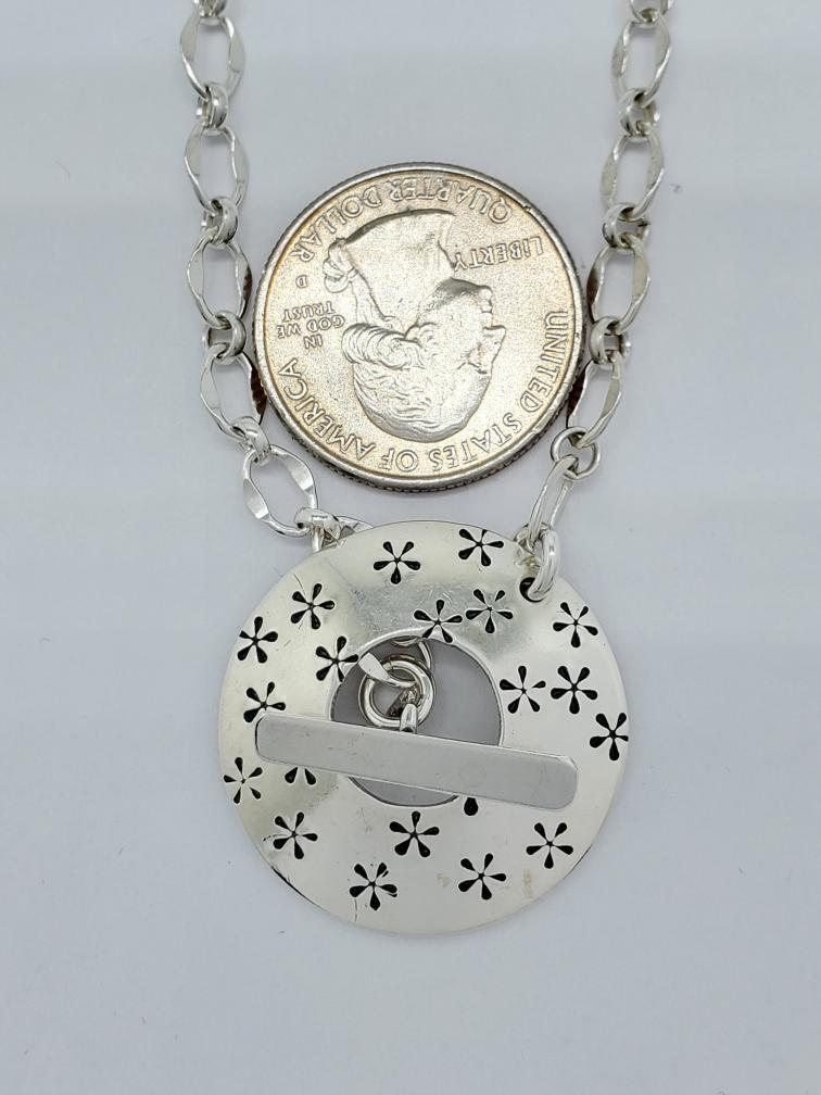 925 Solid Silver Fancy Cable Link Toggle Choker N… - image 6