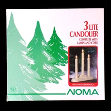 3 LITE CANDOLIER / ELECTRIC CHRISTMAS CANDLE LIGHTS / SLIM BASE / VINTAGE 1989