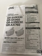 JVC COMPACT VHS CAMCORDER GR-SCM330 Manual ONLY