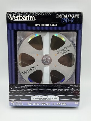 Verbatrim 3PK DVD+R Digital Movie 4.7GB 120 Minutes 4X w/ Super Jewel Box Case