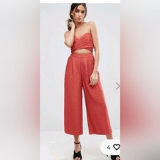 ASOS Red Wide Leg High-Waisted Pants