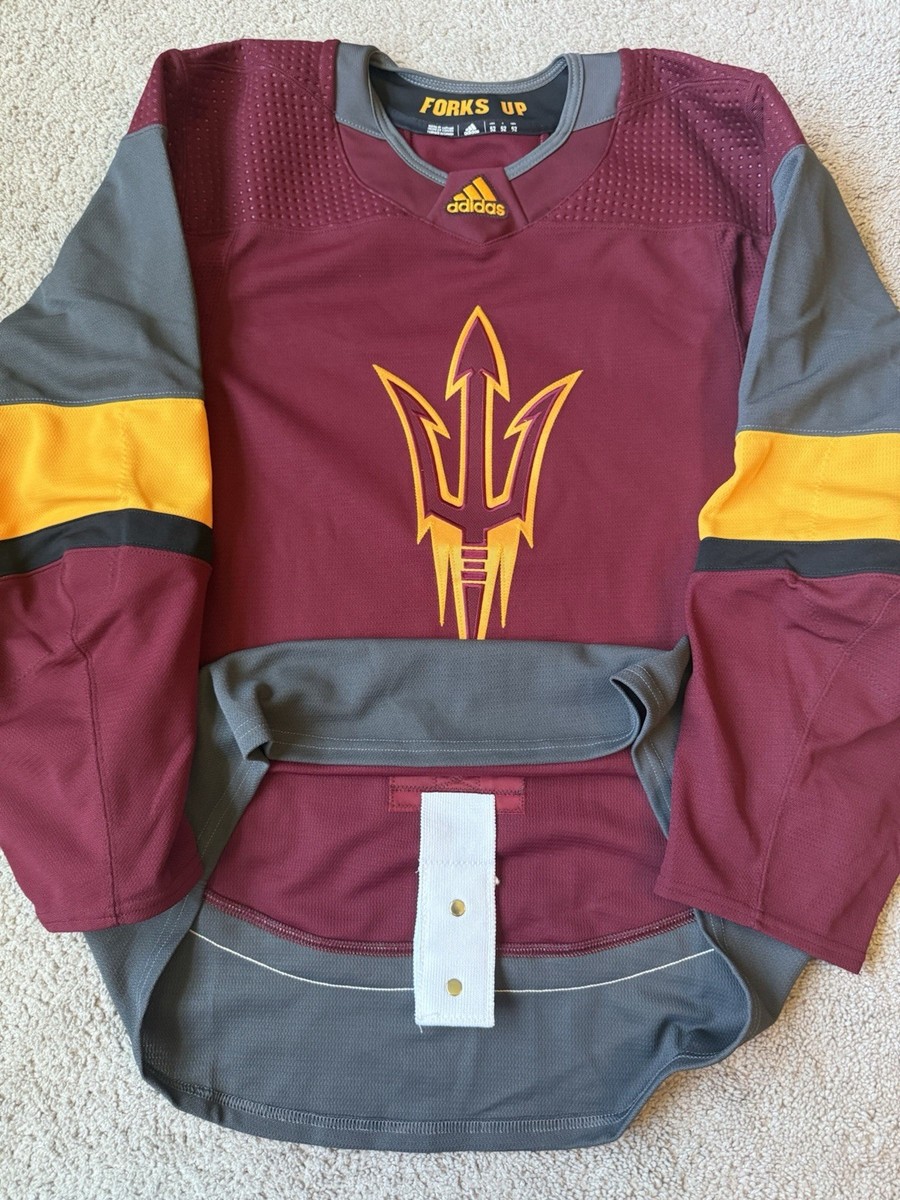 MK51-1 団結 炎 ファイアー アディダス ユニフォーム XO Arizona State NCAA Adidas MiC Team Issued Hockey Jersey 52 Home